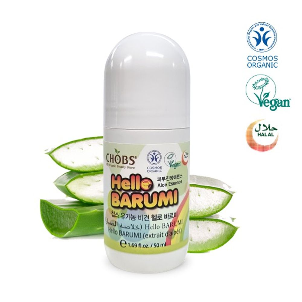 CHOBS Organic Vegan Aloe Essence Hello BARUMI 50ml Soothing Roll On Face Body Moisturizer _ Made in Korea